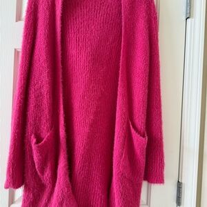 Women's Pink Open Front Sweater